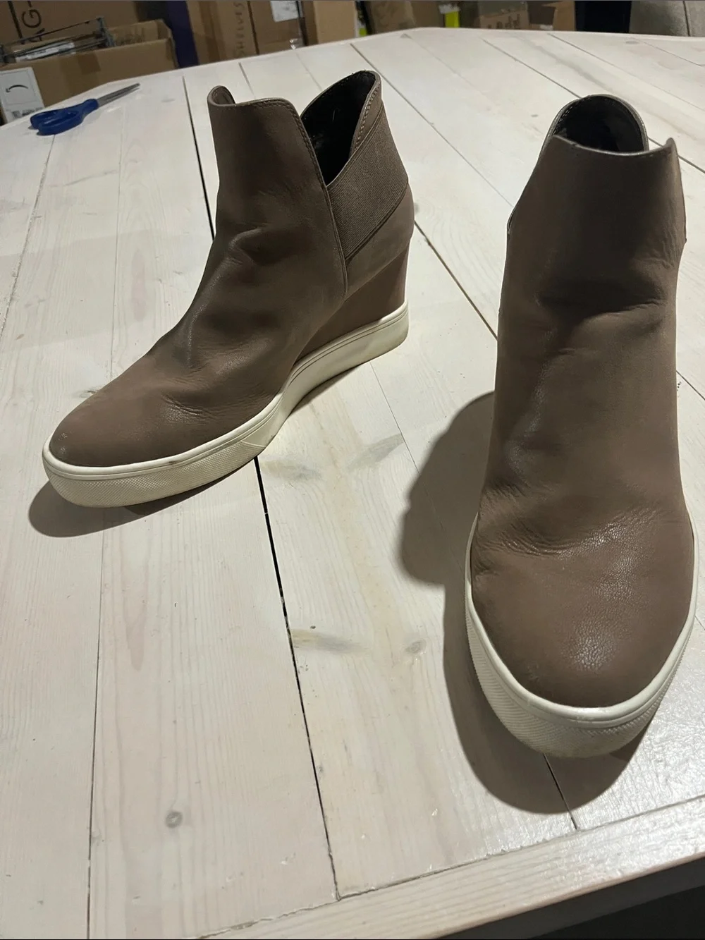 Maurices Brown Slip-On Wedge Sneakers with White Platform